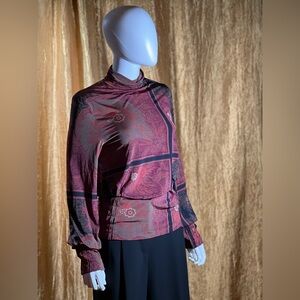 Etro purple/multicolor printed jersey full sleeve top size large/46